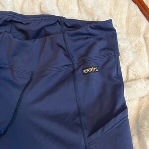 Kerrits M Freestyle Blue Black Mesh Panel Phone Pocket Slim Tights Riding Patch
